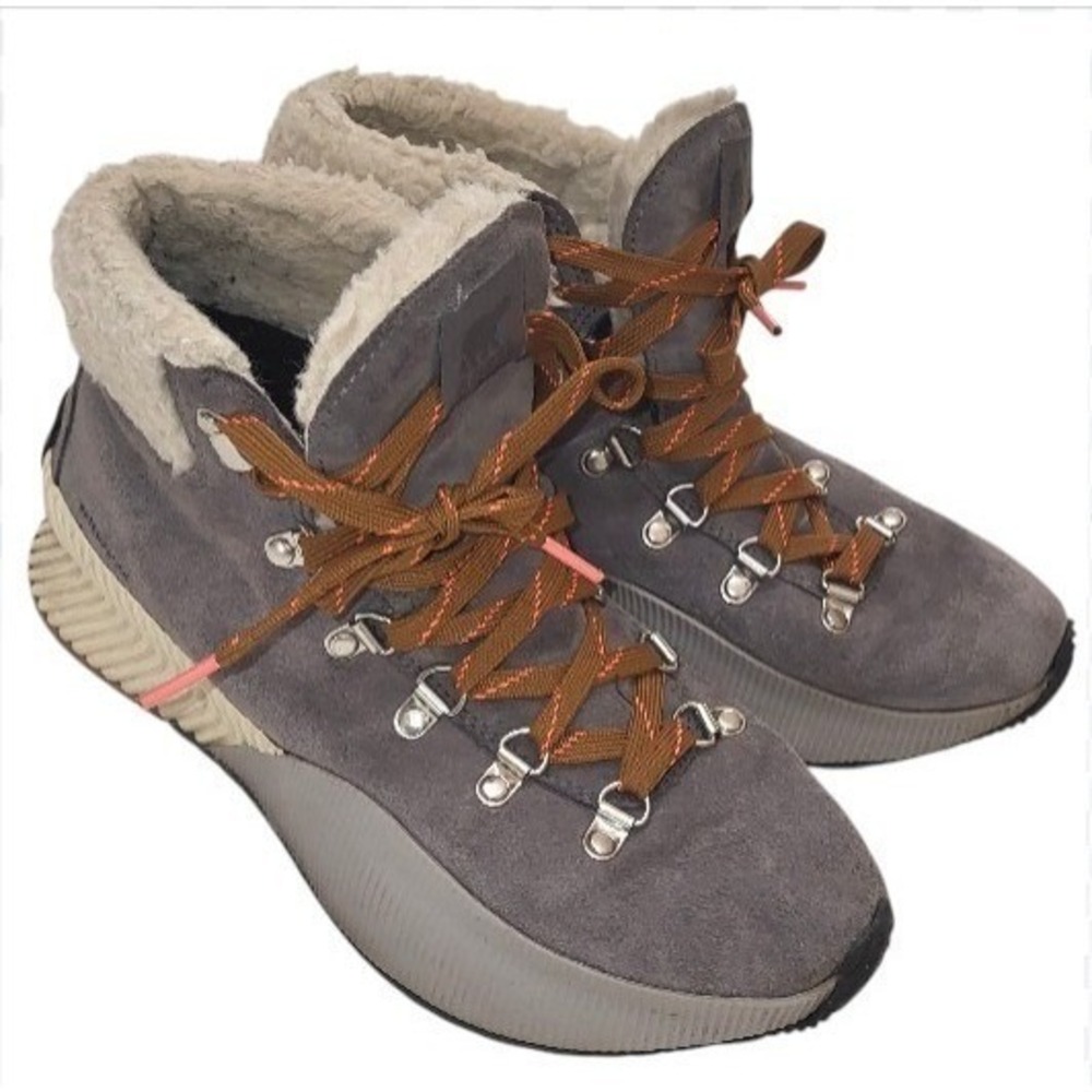 Sorel Out 'N About III Quarry Gray Conquest Suede Waterproof Faux Fur Boots 9.5 - Picture 2 of 11